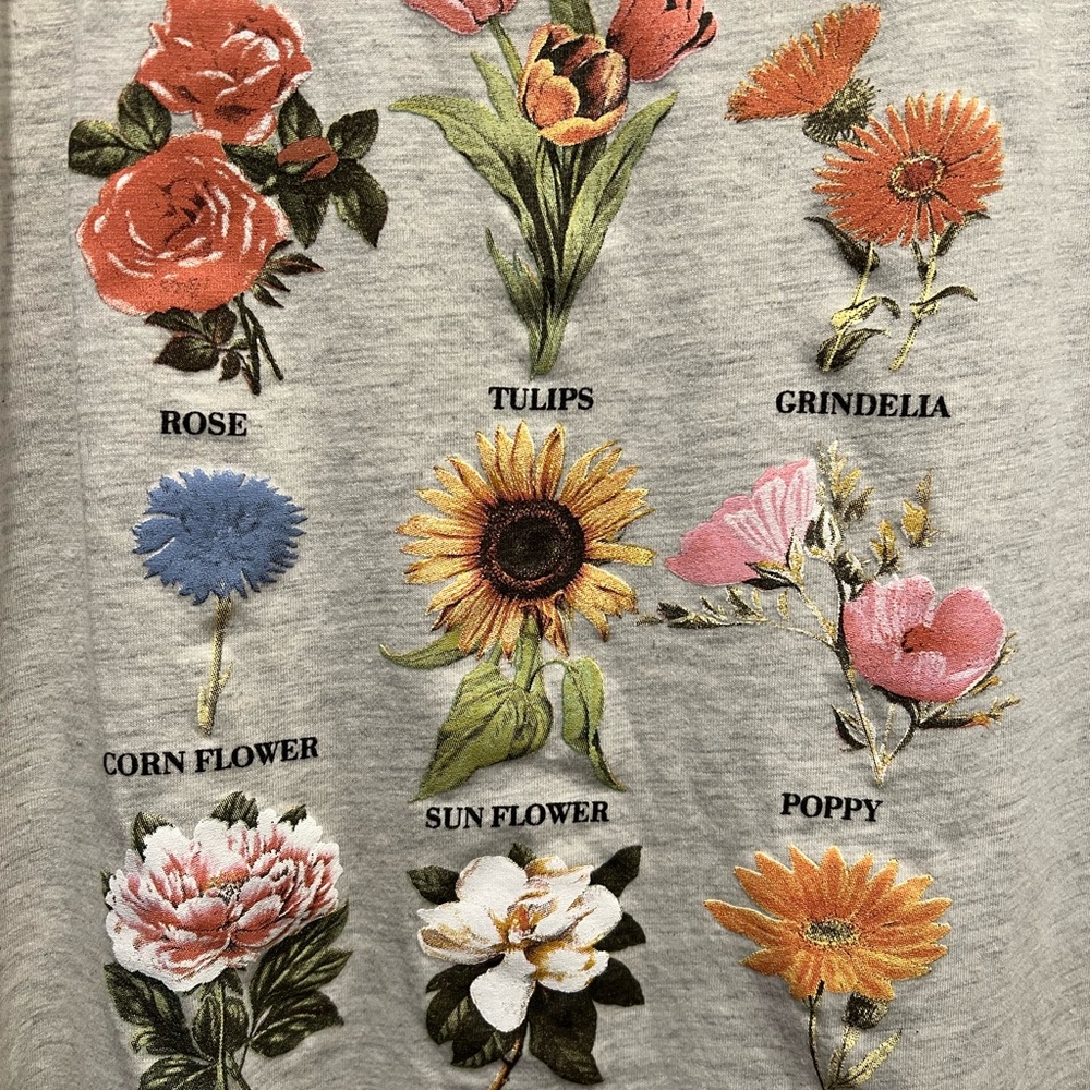 Mighty Fine Floral Heather Gray Tee